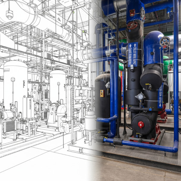 BIM coordination of pumps and piping in a mechanical room